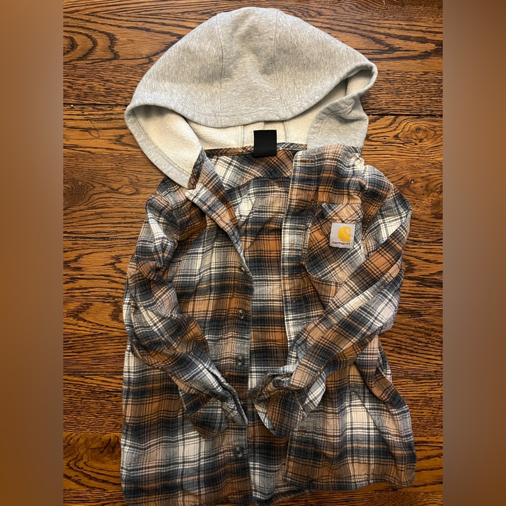 Carhartt Boys Hooded Button Down Flannel - Size 8/10